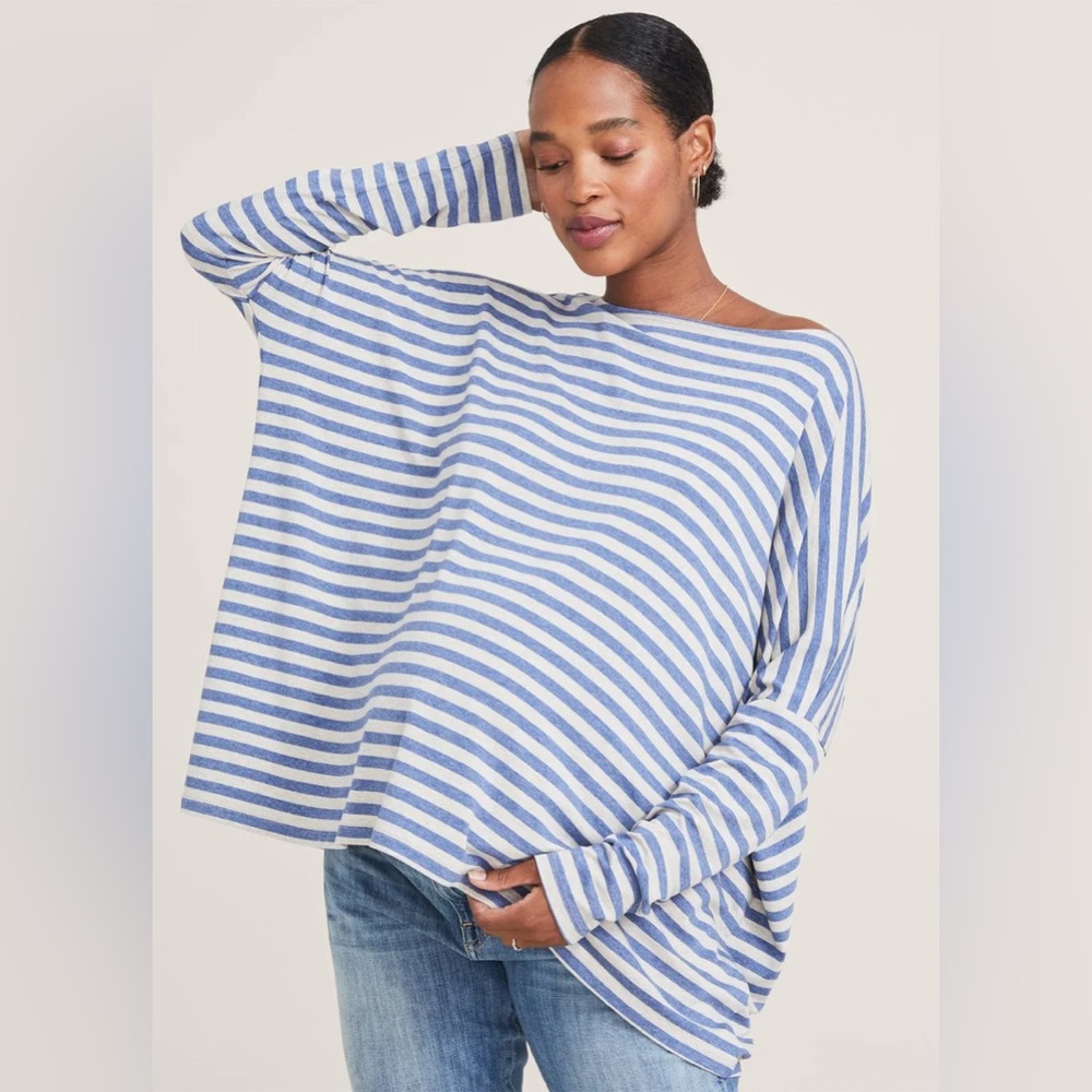 Long sleeve maternity striped tee